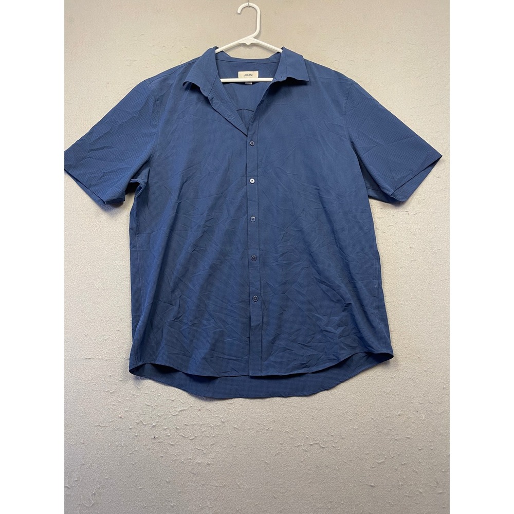 Alfani Button Down Shirt Micro Grid Blue XL Mens